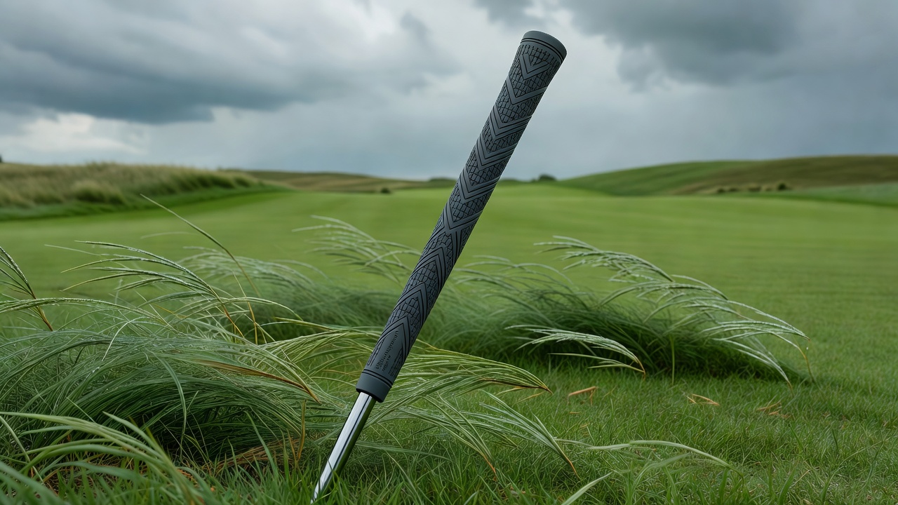 Close-up view of vibration dampening inserts integrated into golf club grips showing material layering and placement along the shaft
